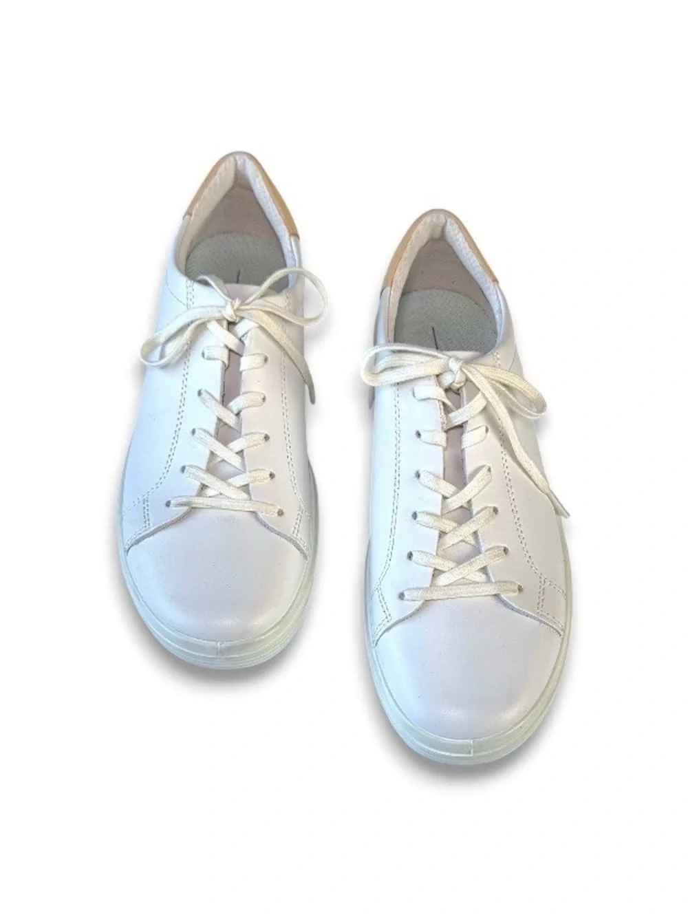 Ecco White Leather Classic Tie Low Top Women’s Sneakers Size 38